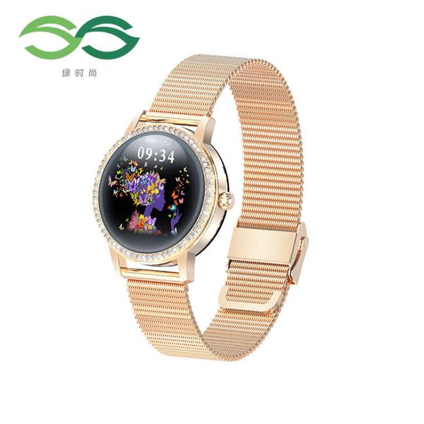 

ss green lw10 women's smart watch stainls steel inlaid with diamond fashion lw20 exercise bracelet heart rate measurem
