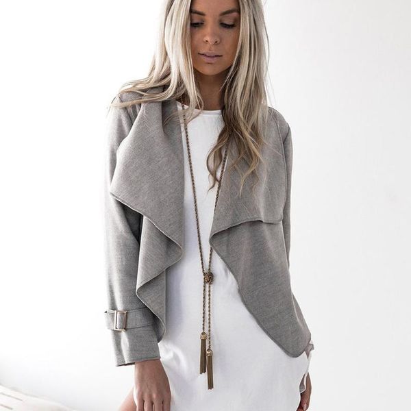 

nice new fashion style womens autumn wool long sleeve casual cardigan waterfall jackets open stitch outwear, Black;brown