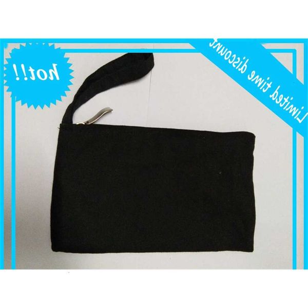 

50pcs two layers pure white black cotton canvas cosmetic bags diy women blank plain zipper makeup phone clutch keychain bag