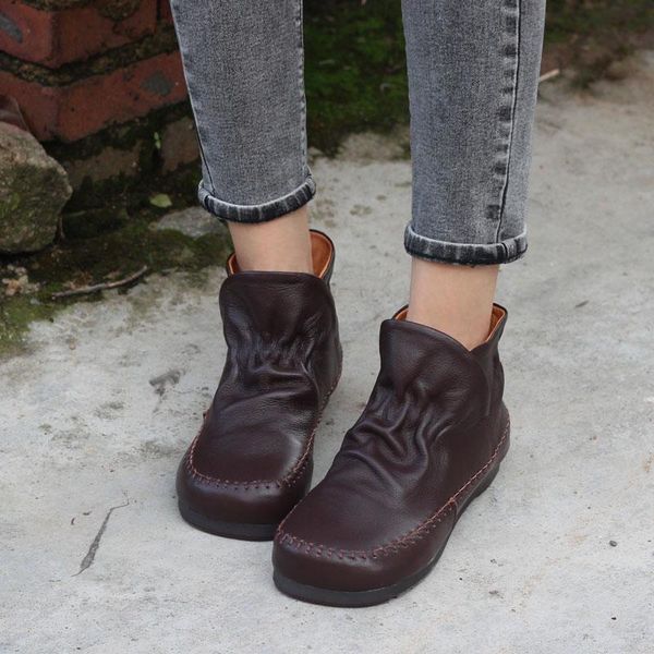 

boots woman shoes ankle square toe anti-slip women's 100% genuine leather ladies 2021 autumn, Black