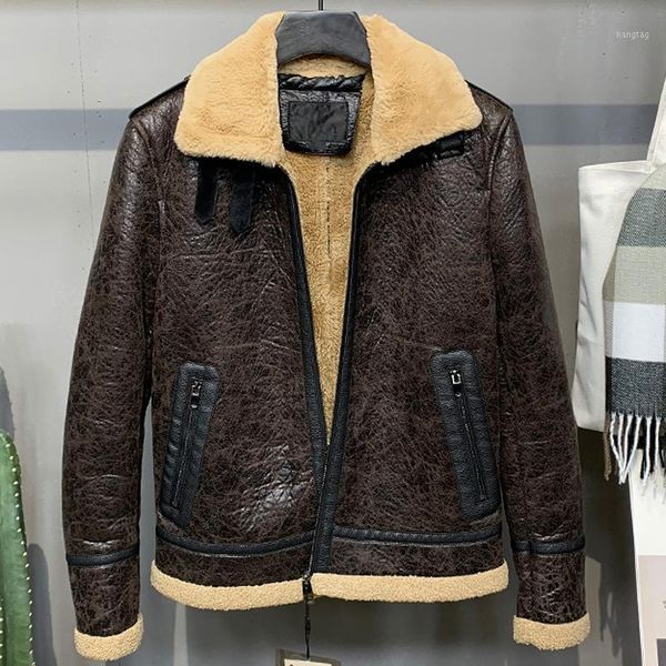 

plus size 5xl flight mens faux shearling fur coat men's winter fake fur trench coat xxxxxl winter mens leather overcoats a3251, Black