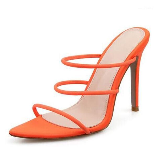 

new 11cm pumps 2020 summer fluorescent tip stiletto sandals large size suede pointed fish mouth high heels1, Black