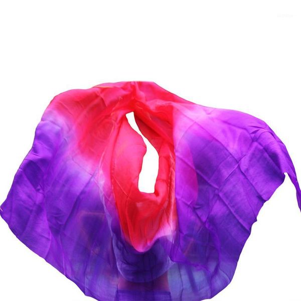 

100% silk belly dance veil dance veil shawl scarf red+purple color belly practice performance silk veils 250/270*114 cm1, Black;red
