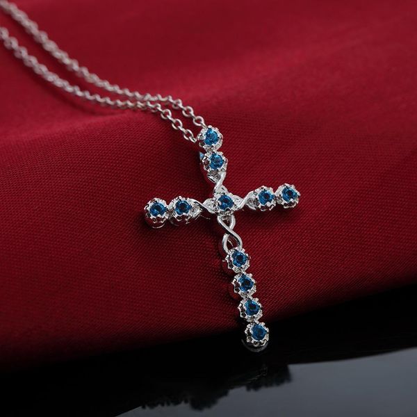 

new arrive silver for women cyrstal cross pendant necklace jewelry silver jewelry fashion cute wedding party ln032 h sqcdgi