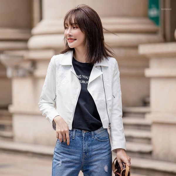 

women leather short jackets autumn black & white simple slim cool lady pu faux leather motorcycle jacket streetwear hip hop coat1