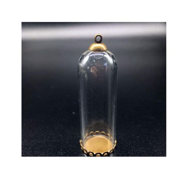 

10sets 50mm tall 18mm width clear glass globe bronze plated lace tray 8mm beads cap set diy glass vials pendant jewelry bbysop, Black