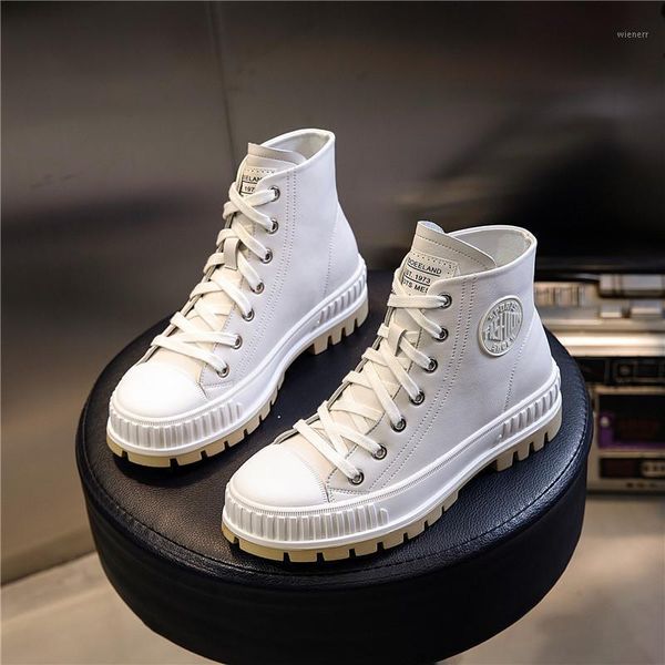 

woman party ankle ladies boots fashion high boots women spring autumn lace-up genuine split leather platform shoes1, Black