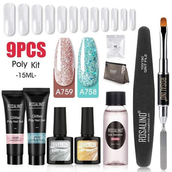 

nail gel rosalind 2021 poly kit professional art set with and base all for nails extension, Red;pink