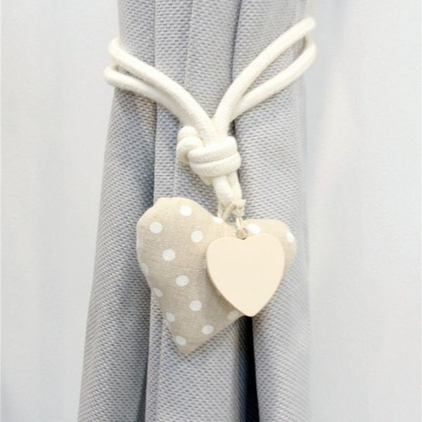 

1pc magnetic curtain tiebacks lovely heart shape natural cotton linen rope window curtain buckle kids room drapes holder decor h qylvow