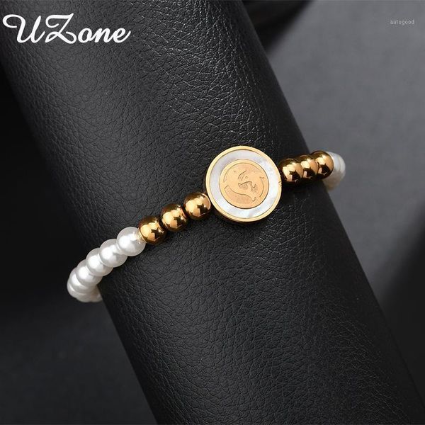

charm bracelets uzone trendy ocean dolphin white and elastic bangle for men women jewelry accessories pulseira1, Golden;silver