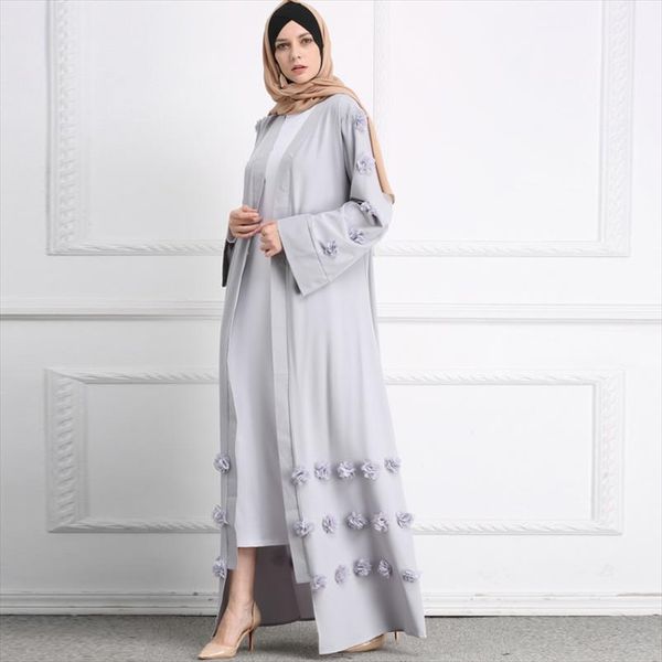 

плюс размер kimonos ropa mujer verano 2019 весна абая мусульманские женщины длинные цветочные maxi кимоно кардиган турецкая исламская одежда, White