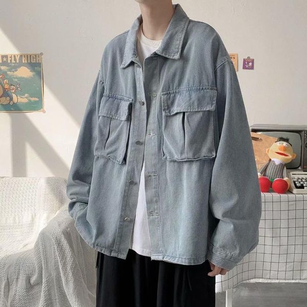 

2021 new spring lapel lazy youth harajuku regular denim jacket youthful vitality outdoor kpop holiday preppy style smart casual, White;black