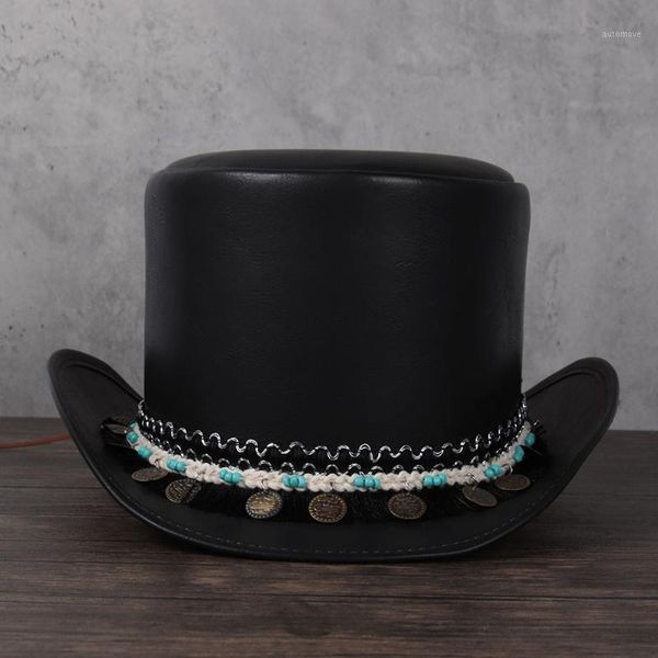 

women leather hat president tassel fedora hat lady magic cosplay party caps dropshiping 3size 13cm, Blue;gray