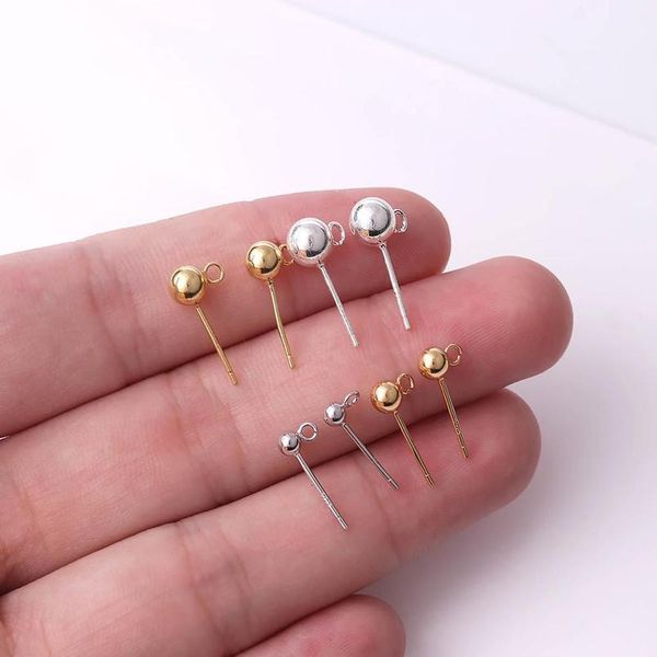 

xinyao 2pcs s925 earring accessories with ring glod/sliver/rhodium color fit 3/4/5/6mm for diy earrings jewelr jllmgx, Silver