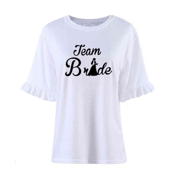 

fashion team bride ulzzang crop tee shirt femme summer harajuku o-neck women petal sleeve women camisetas, White