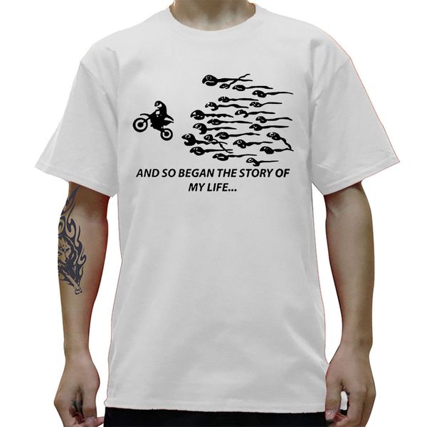 

and so begin the story my life funny motocross graphic fashion new cotton short sleeve t shirts o-neck harajuku t-shirt, White;black