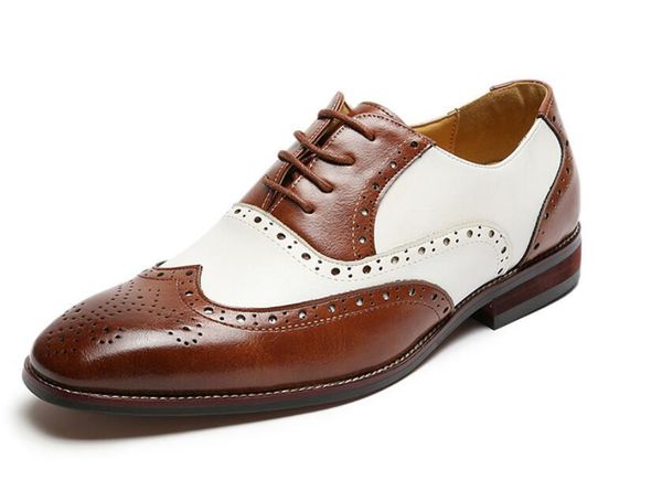 

men dress shoes handmade brogue style paty leather wedding shoes men flats leather oxfords formal shoeszapato de cuero, Black