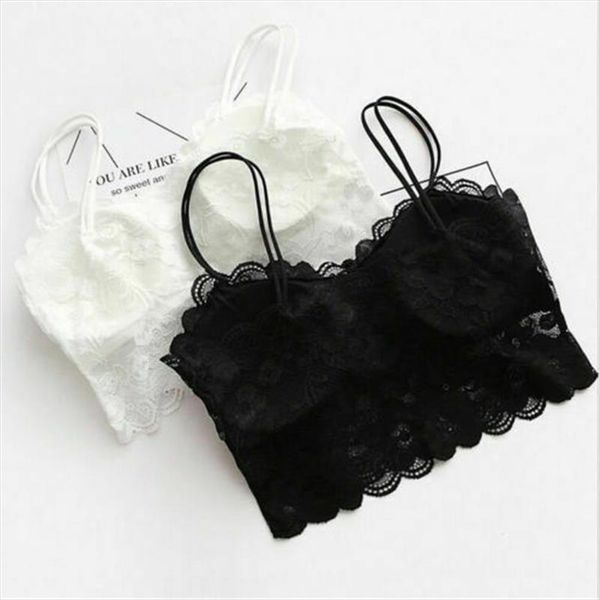 

women vest chest padded tank for women wearing fitness underwear white black solid color lace bralette crop ladies