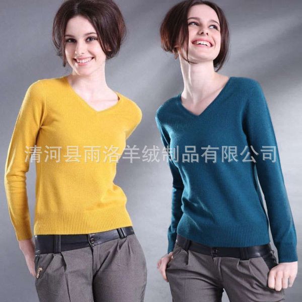 

new women's v-neck cashmere solid color bottoming sweater slim pullover for women, White;black