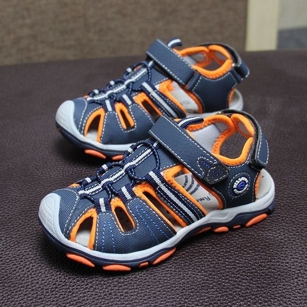 

new design 1pair boy children bech sandals leather shoes ,leisure kids shoes y200404, Black;red