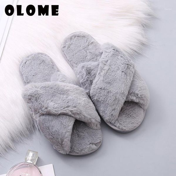 

women shoes winter women home slippers with faux fur fashion warm shoes woman slip on flats female slides black pink plus size1