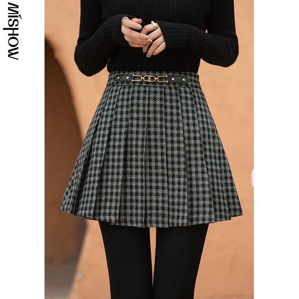 

mishow 2021 winter skirts for women plaid a-line high waist mini skirt casual outdoor female bottom clothes mx20d1964, Black