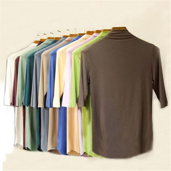 

women half sleeve tees modal single jersey solid color o neck basic t-shirts bt165a1, White