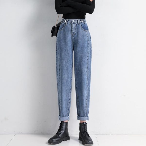 

vintage high waist loose casual women jeans korean spring blue jeans trousers female straight pants