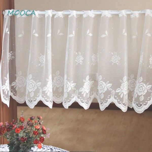

curtain & drapes white lace kitchen rose decorative short cafe