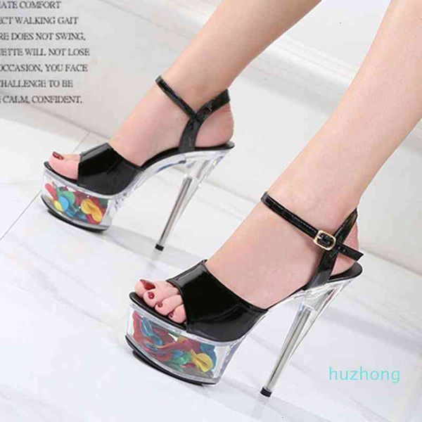 

sandals nightclub women catwalk high heels summer platform shoes large size 34-43 high-heeled nvsq, Black