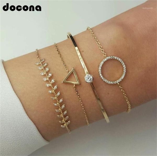

bohemian gold color crystal triangle round bracelet bangle set for women leaf chain charms bracelet anklet 68911, Black