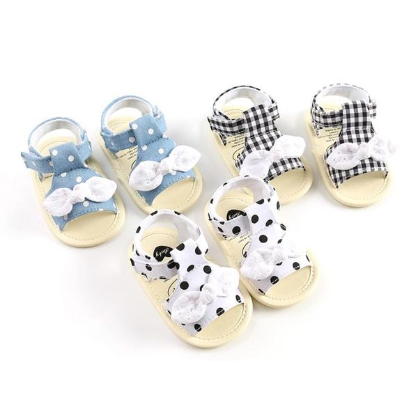 

first walkers 2021 summer baby girls bow plaid breathable anti-slip shoes toddler soft soled 0-18m