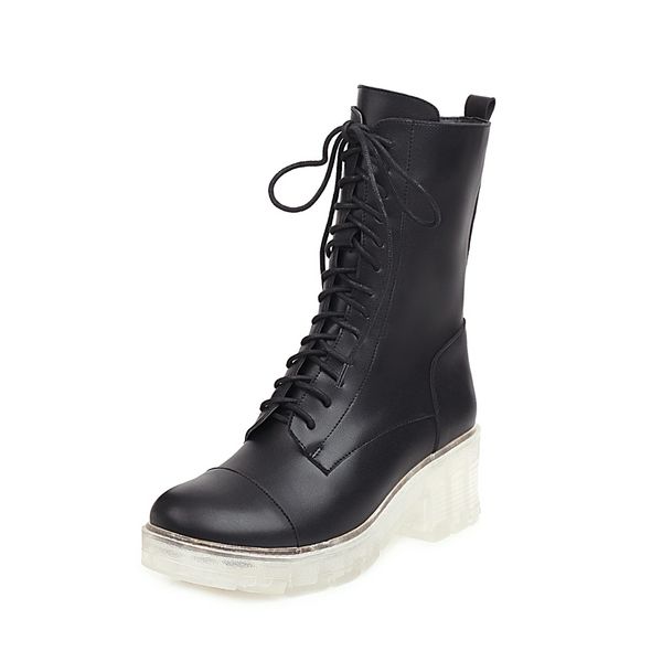 

women's ankle longer size 22-26.5cm european and american short lining winter transparent bottom thin boots mdoz, Black