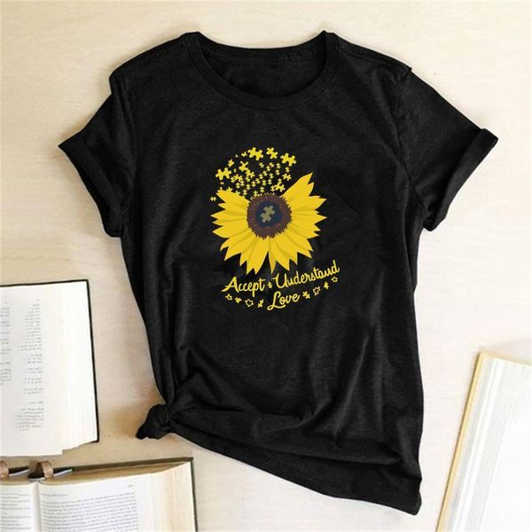 

sunflower printed t-shirts women short sleeve summer t-shirt vogue graphic t shirts women aesthetics o neck camisetas de mujer, White
