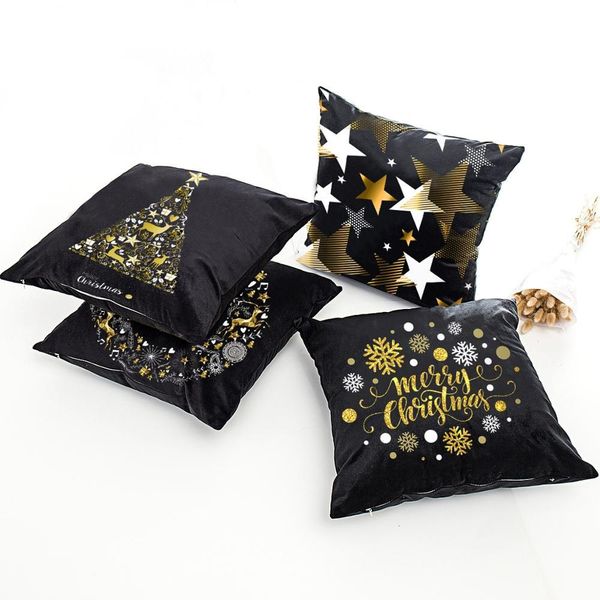 

рождественские черные золотые наволочки с рождественскими украшениями для дома 2020 рождественские украшения подарки новый год джелллр