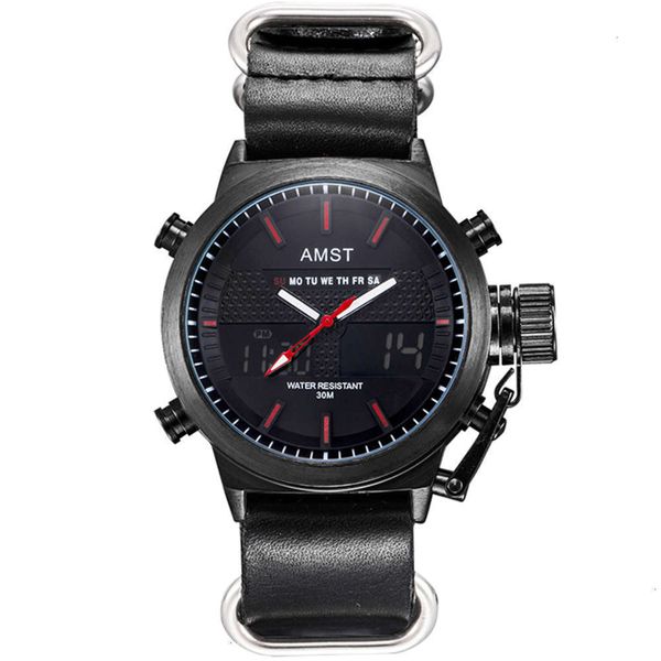 

men's multi-function amst mechanical sports waterproof outdoor watch double display leisure fashion 2021d7d6, Slivery;brown