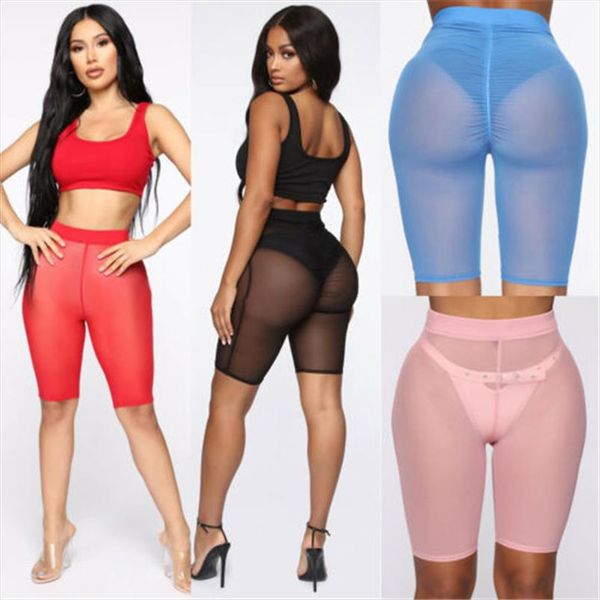 

women mesh sheer shorts see through slim gym workout fitness shorts ladies solid color transparent women, White;black