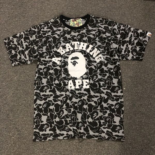 

summer new men's casual black camouflage printed crew neck t-shirt, White