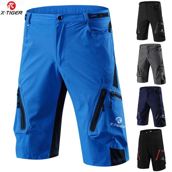 X-Tiger Pro Men's Mountain Bike Shorts Calções de ciclismo Respirável Fit Fit para esportes ao ar livre Running MTB Bicicleta Calças curtas