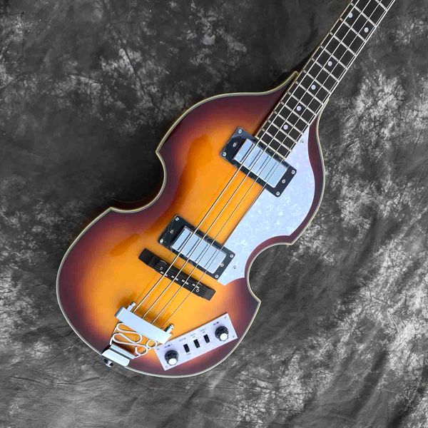 

custom 4 strings hf electric bass guitar in sunburst wood color
