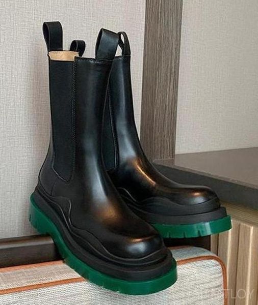 

2020 из натуральной кожи женщин сапоги платформа boots женщины коренастый пятки зимняя обувь mid-теленок, Black