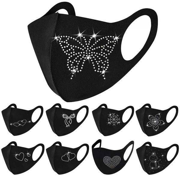 

inlaid christmas face mask designer designer mask diamond mouth masks men women hanging ear glitter sequin black facemask fast shipping