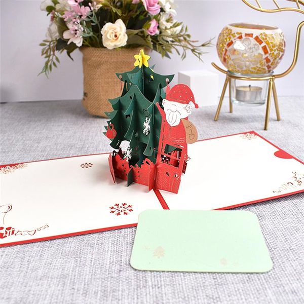 

10 pack happy holidays christmas card pop up santa claus new year cards 3d merry xmas greeting cards wholesale supplier sqcbjy