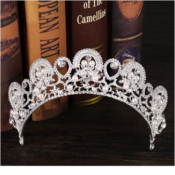 

свадебные аксессуары для волос серебро цвет невесте корона барокко горный хрусталь кристалл жемчужина головная груз корона свадебная корона, Slivery;golden