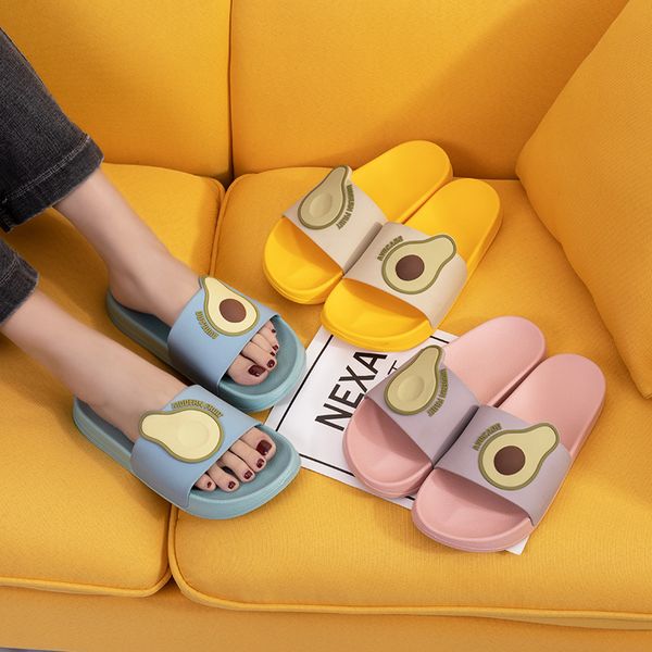 

summer home fruit women slippers cute cartoon avocado non-slip bathroom pvc slippers ladies slides indoor couple shoes wholesale y1202, Black