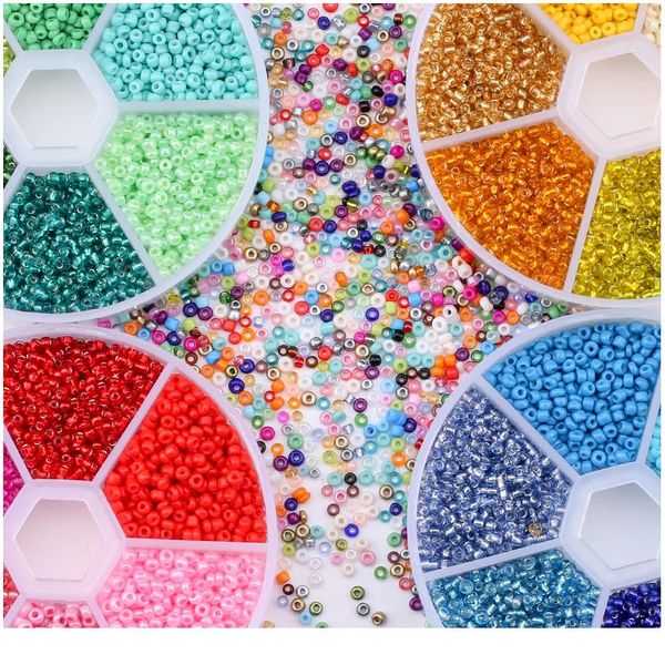 

wholesale 2mm czech glass seed beads belt box set charm seedbeads rondelle spacer beads for diy bracelet necklace jewelr bbygdb, Golden;white