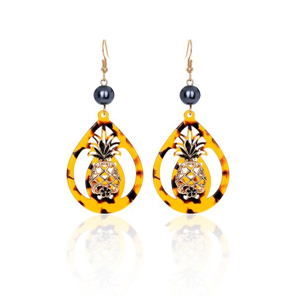 

earrings of holiday simple earrings acrylic water drop shape pineapple hawaiian earrings jewelry for women gift, Silver