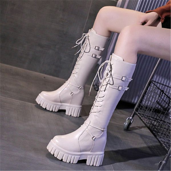 

2021 new leather knee-boots autumn female winter rentals up to long ten centimeters hide high heel boots zelv, Black