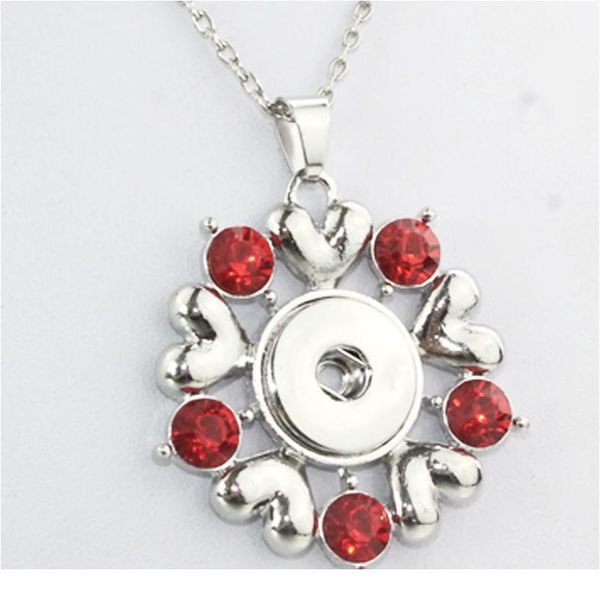 

4 colors 2016 snap button jewelry heart crystal pendant &necklace n248 (fit 18mm snaps) charm necklace bbyvpi, Silver