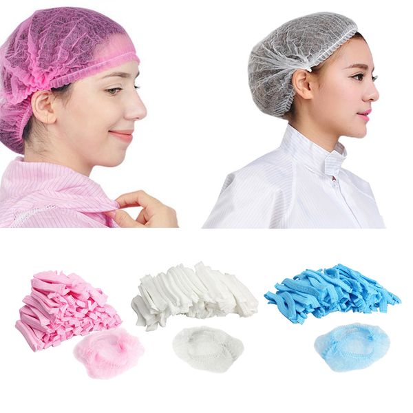 

100pcs disposable hair head covers net bouffant caps hats kitchen industrial